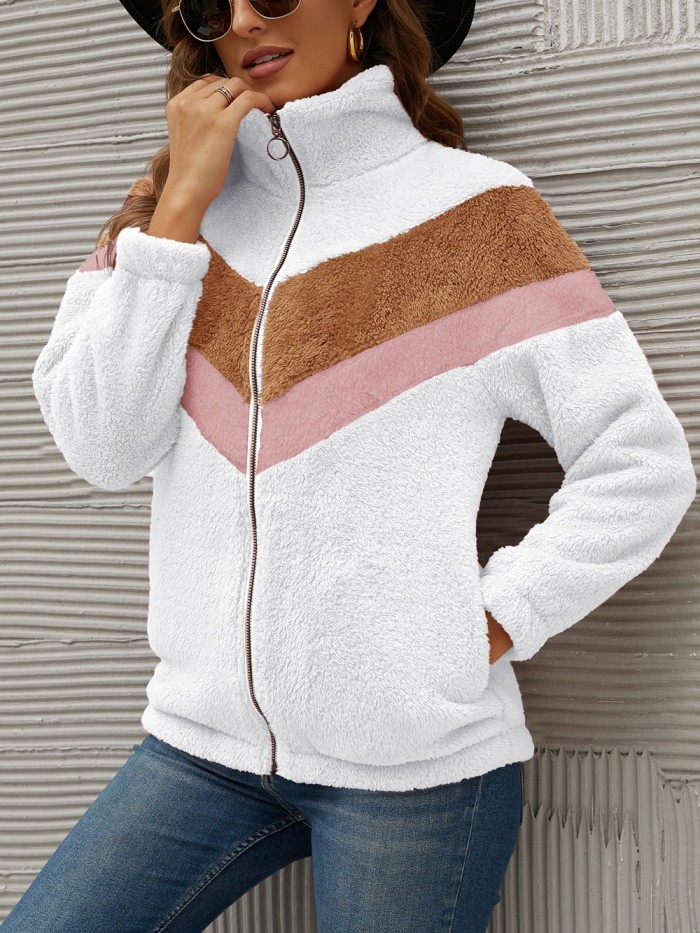 Warm Coat For Women Sweatshirt Outerwear Zippe Plush Ladies Casual Winter Coat Soft Loose Jacket Female
