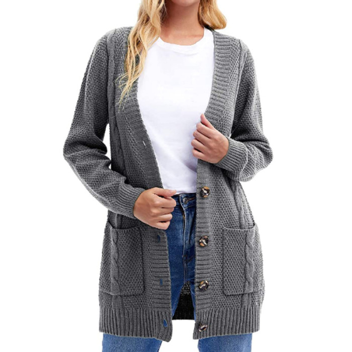Women Long Cardigans Sweater Long Sleeve Knitted Open Cape Casual V-neck Coat Autumn Sweater Jacket Autumn Basic Coat