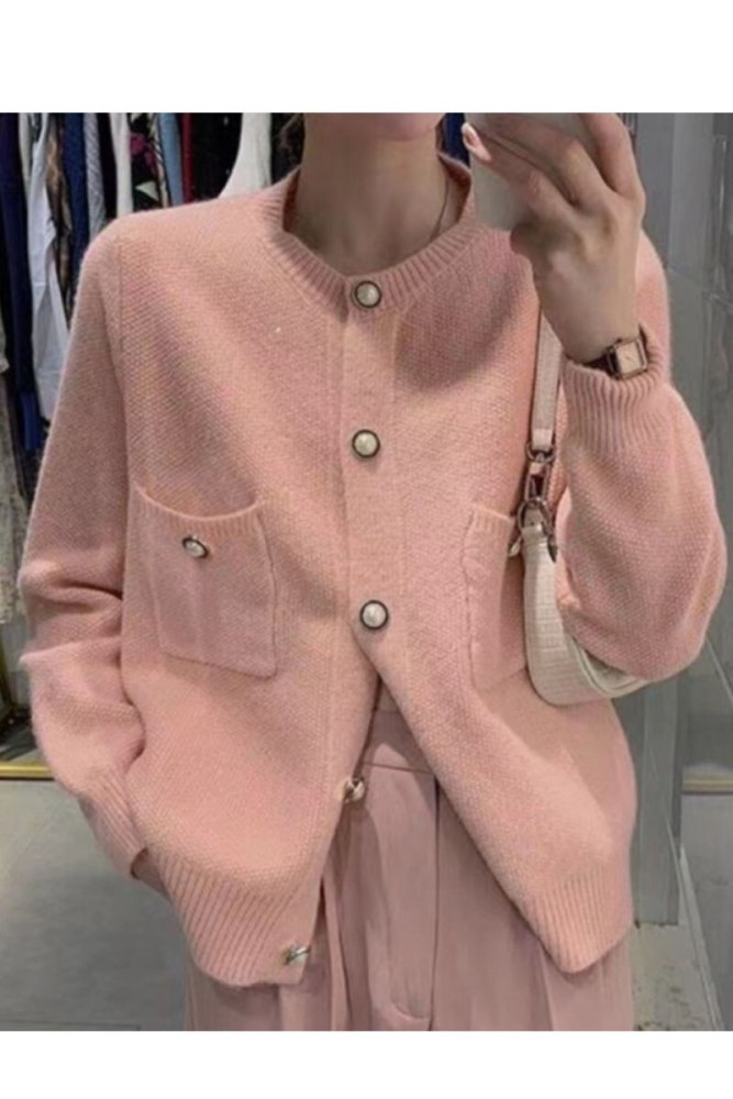 2021 spring and autumn new Korean version loose wild long-sleeved shirt sweater jacket women lazy wool knitted cardigan