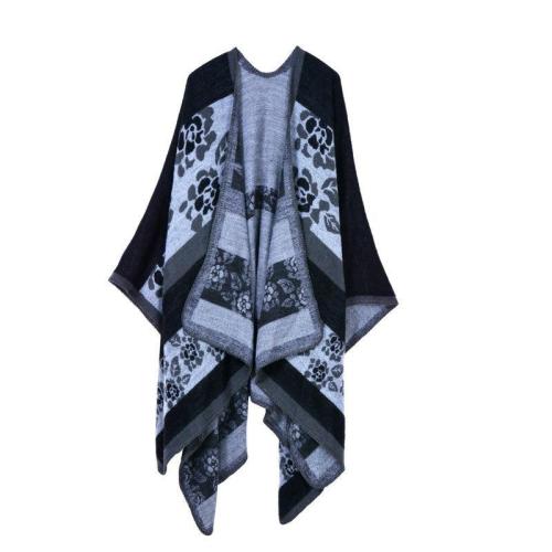 Thick Autumn Winter Women's Poncho Travel Shawls Imitation Female Cashmere Capes National Wind Fork and Thicker Cloak