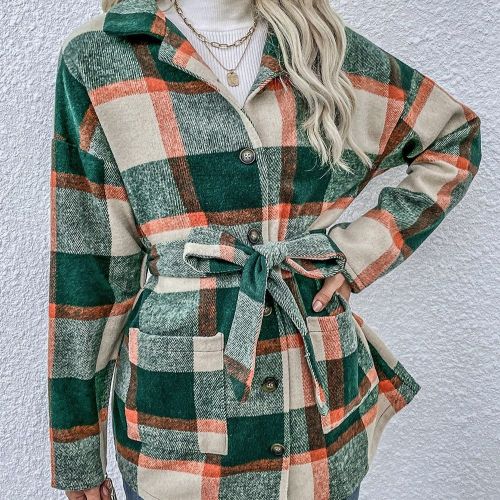 Plaid Jacket Women Overshirt Long Checkered Jacket Ladies Winter Coat Female Shirt Jackets For Women