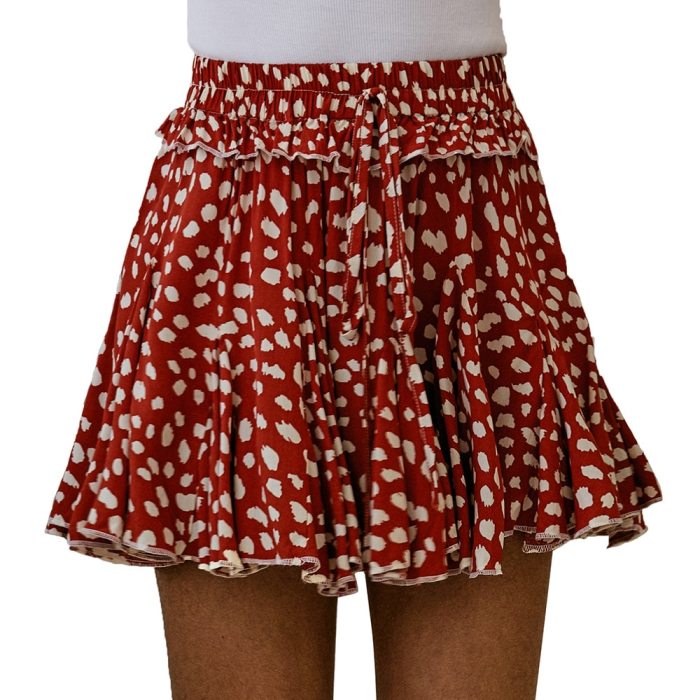 2021 Casual Summer Pleated Skirt Sexy High Waist Print Floral Skirts A Line Boho Clothing Y2133A