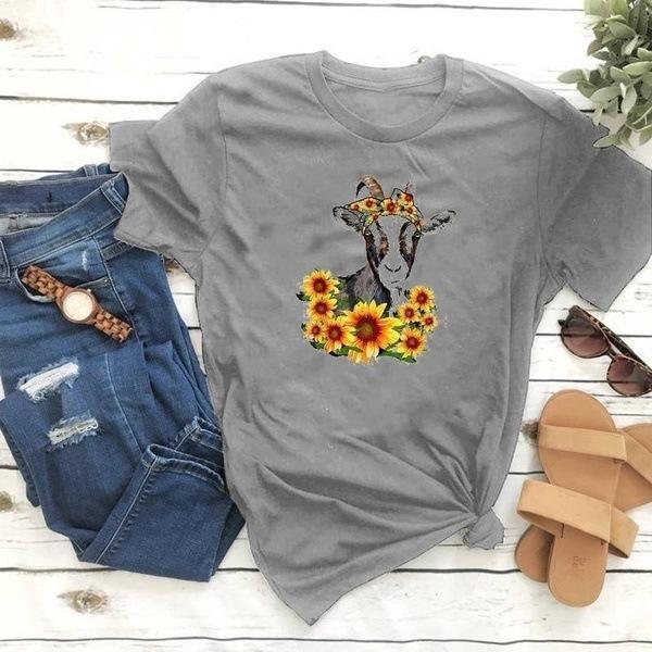 Calf Chrysanthemum Print Short Sleeve T-shirt