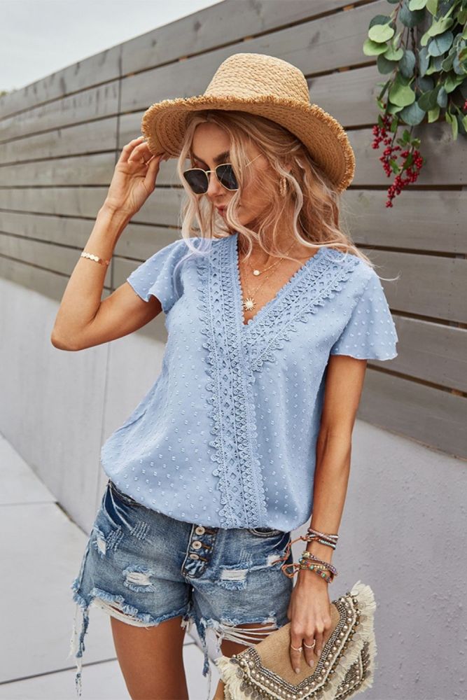 V Neck Dot Sexy Loose Cotton Temperament Solid Ladies Top Fashion 2022 New Casual Spring Summer Women's T-Shirts