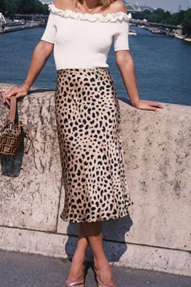 Women Wrap Ruffles A Line High Waist Skirt 2018 Ladies Casual Leopard Printed Short Mini Skirts Slim Leopard Evening Party Skirt