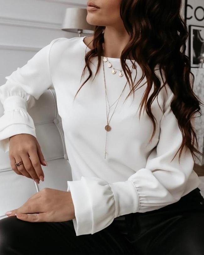 Round Neck Bell Sleeve Top