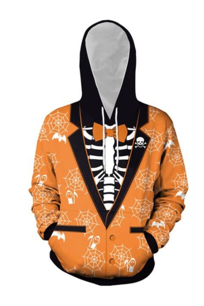 Halloween Ghost Hoodies For Autumn Winter Loose Hoodied Sweatshirt Long Sleeves 3D Skull Printed Streetwear