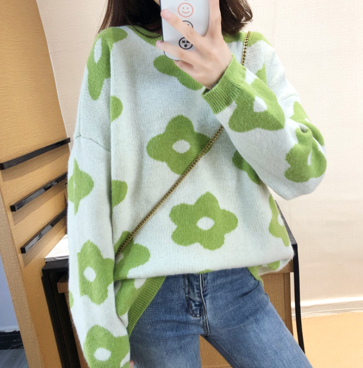 Knitted Sweater Loose Pullover Long Sleeve Oversized Sweater