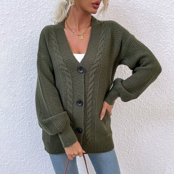 Women's twist cardigans 2021 autumn winter balck grey knitted cardigan midi long button sweater women's vintage sweater jacket