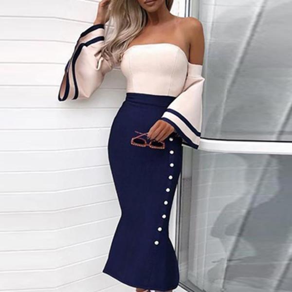 Sexy Off-The-Shoulder Fishtail Bodycon Dress