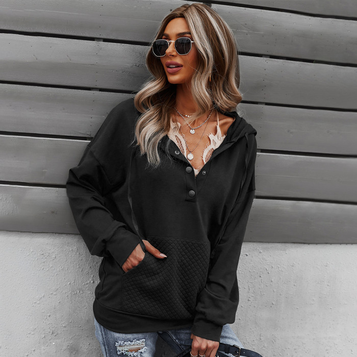 Fashion Sexy Women 2021 Autumn Winter Clothing Girl Solid Color Long Sleeved Jacket With Hoodie and Pockets Sweatshirts Vintage