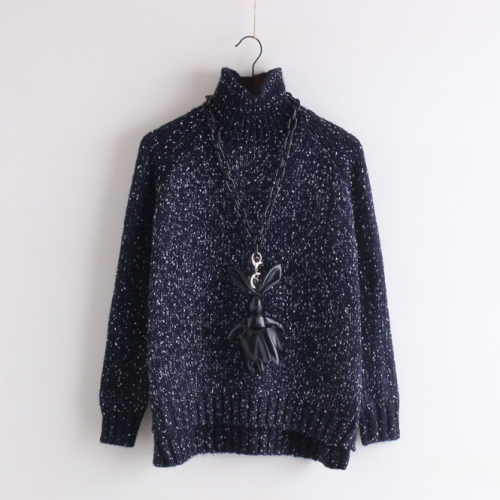 Polka Dot Pullover Knit Half High Collar Sweater