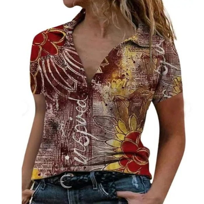 Summer Women's Print Stitching Lapel Short-sleeved Casual Loose-fitting Slim Shirts for Women Blusas Mujer De Moda 2020 Verano