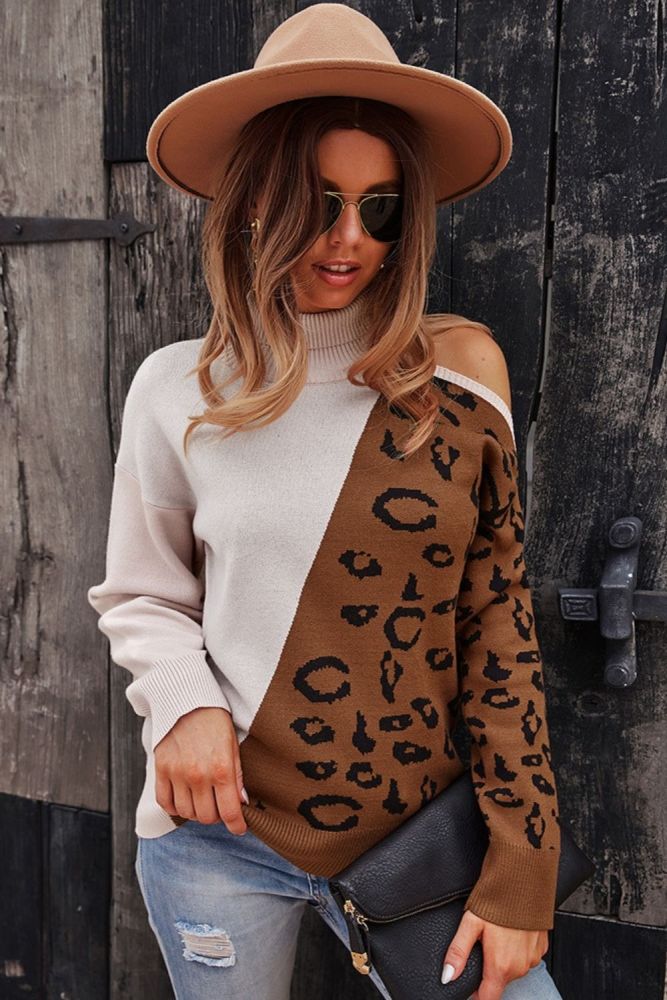 Knitwear 2022 Leopard Print Sweater Pullover Cozy Knit Loose Waist Thermal Jumper Thick Knitted Jersey Long Sleeve Shirt