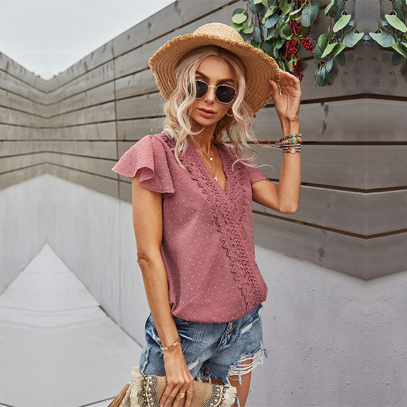 V Neck Dot Sexy Loose Cotton Temperament Solid Ladies Top Fashion 2022 New Casual Spring Summer Women's T-Shirts