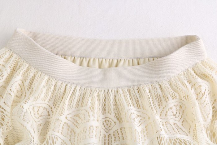 Flavor Small Fresh Skirt High Waist Thin Mid-Length Skirt 2020 Summer Hollow Crochet Lace Female Skirt