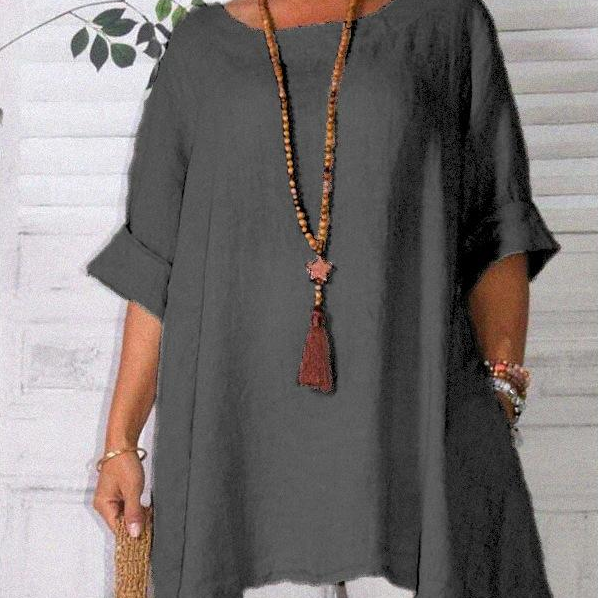 Womens Tops And Blouses Popular Outwear Comfort Loose Casual Solid Color Short Sleeve Solid Color Plus Size Women