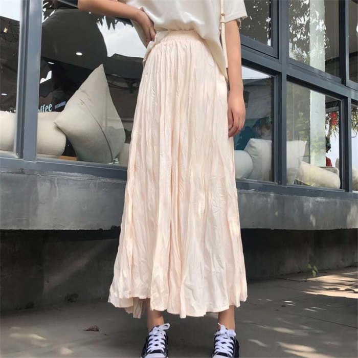 Korean New Arrival High Waist Pleated Large Size Women Warm High Street Office Lady All-Match Long Skirts 6 Colors