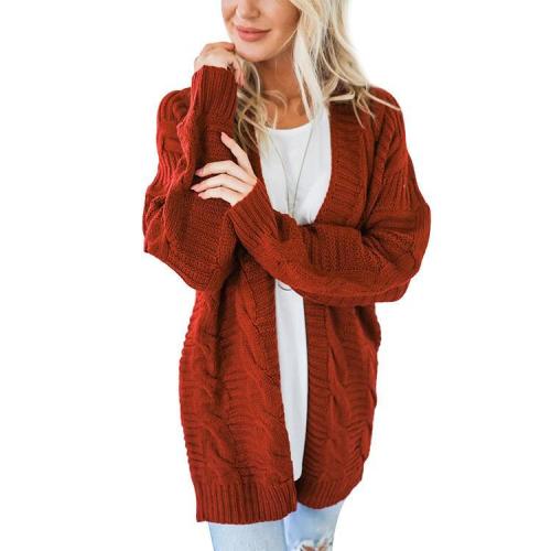 Cable Knit Candy Color Women Long Oversized Cardigan