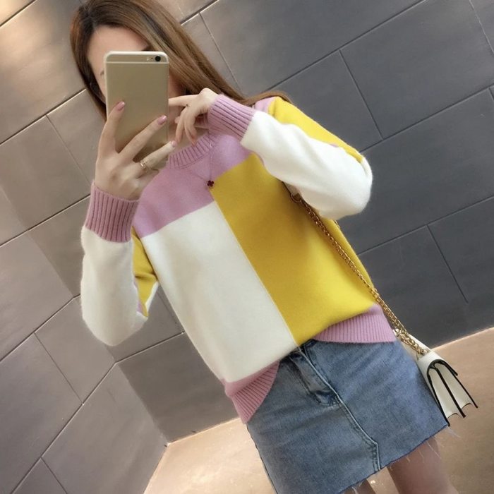 Women Long Sleeve Knitted Pullover Loose Sweater