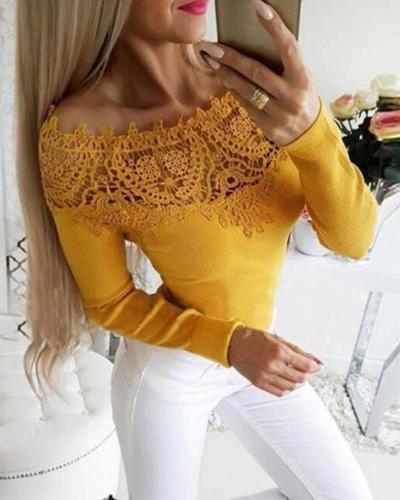 Off Shoulder Lace Trim Top