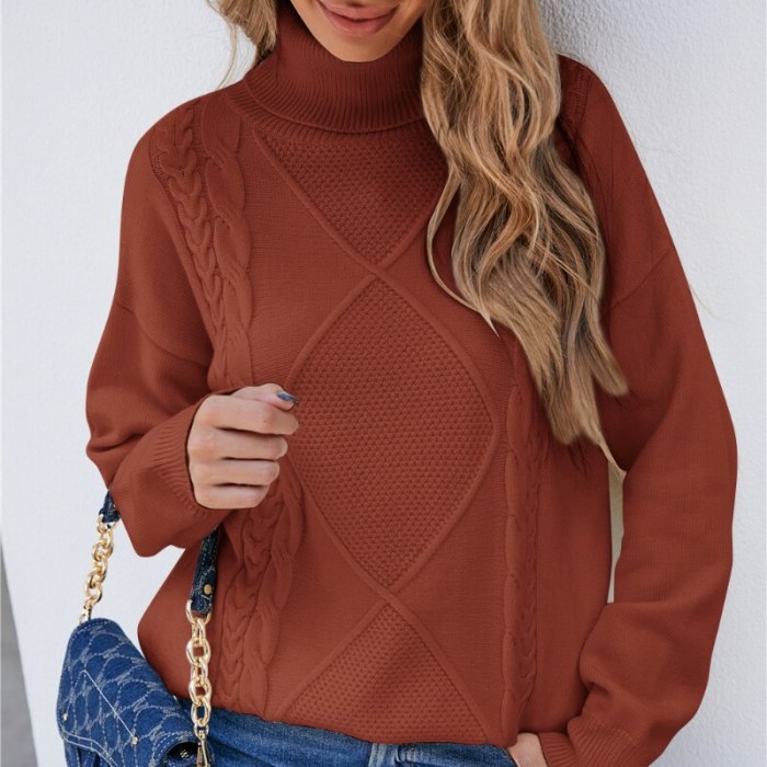 Women Knitted Sweater Turtleneck Pullovers Autumn Winter Sweaters New 2021 Long Sleeve Thick Warm Female White Sweater Jumper