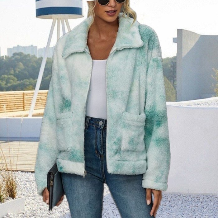 Jacket Women Fashion Zipper color plus padded Fur jacket Faux Fur Teddy Bear Coat Coat Female 2020 New Long Sleeve Fur jacket