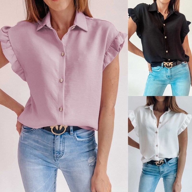 Blouses Women's Shirt Women's Blouse Summer Top Single-Breasted Turn-down Collar Sleeveless Shirt Chemise Femme Blusas Y Camisas