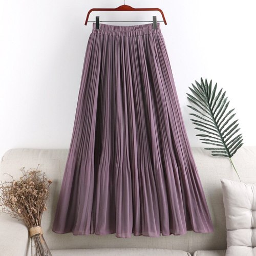 2021 New Women Summer A-Line Chiffon Skirt High Waist Women Pleated Skirt Femme Faldas Jupe Saia Spring Women Clothes