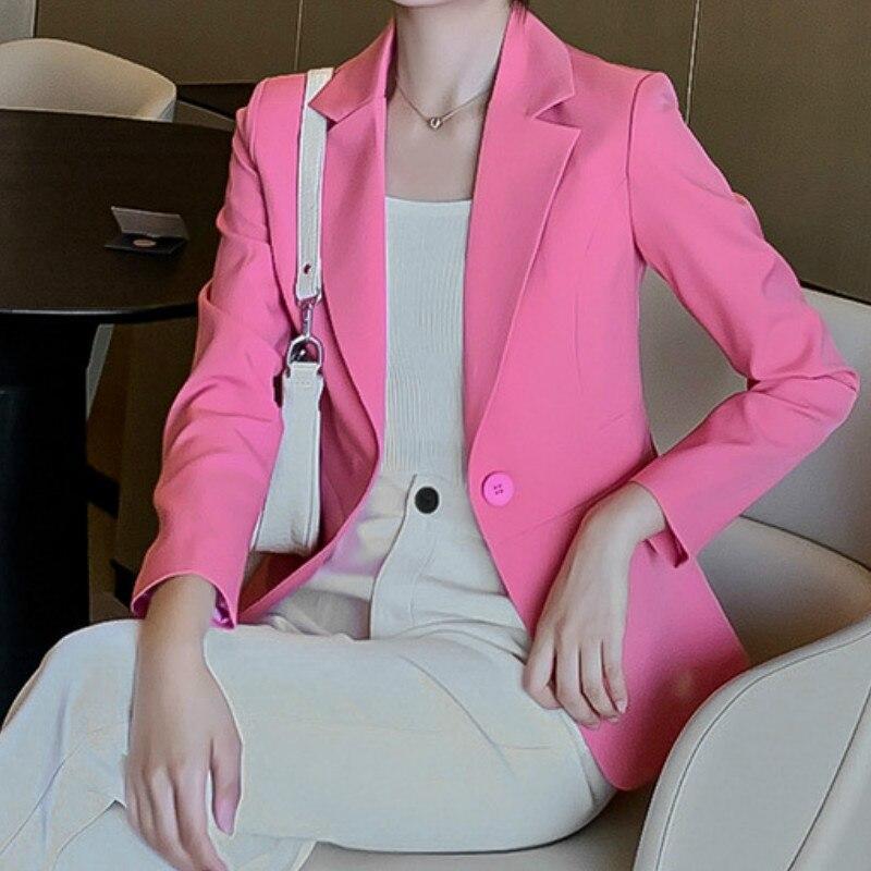 Short Slim-Fit Single Button Jacket Women Blazer Office Coat Korean Suit Female Office Blazers Ladies Tops Blazers Mulheres
