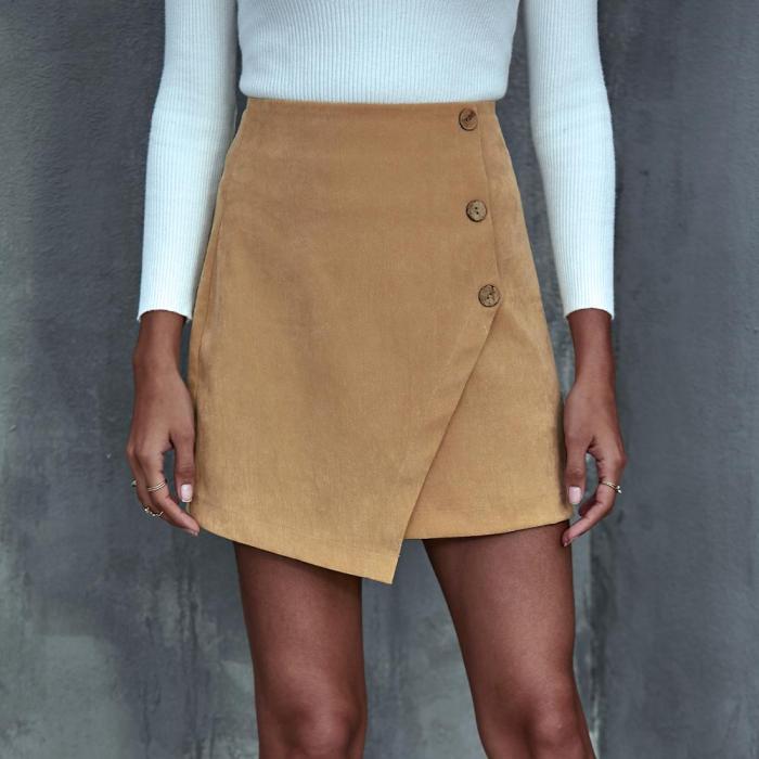 Women High Waist Solid Color Mini Skirt 2020 Autumn Female Fashion Slim A-Line Above Knee Female Short Skirt