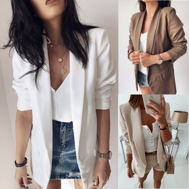 Women Loose Blazer Top Long Sleeve Casual Jacket Ladies Office Wear Coat Blouse Women Suit jacket Female Feminine Blazer