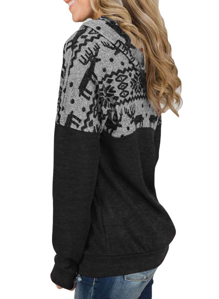 Touch Of Christmas Reindeer Cowl Neck Top