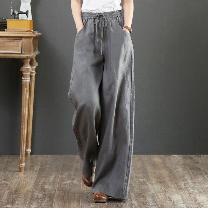 Cotton And Linen Loose Large Size Wide Leg Pants High Waist Straight Trousers Spring And Summer Casual Linen Pants 2020