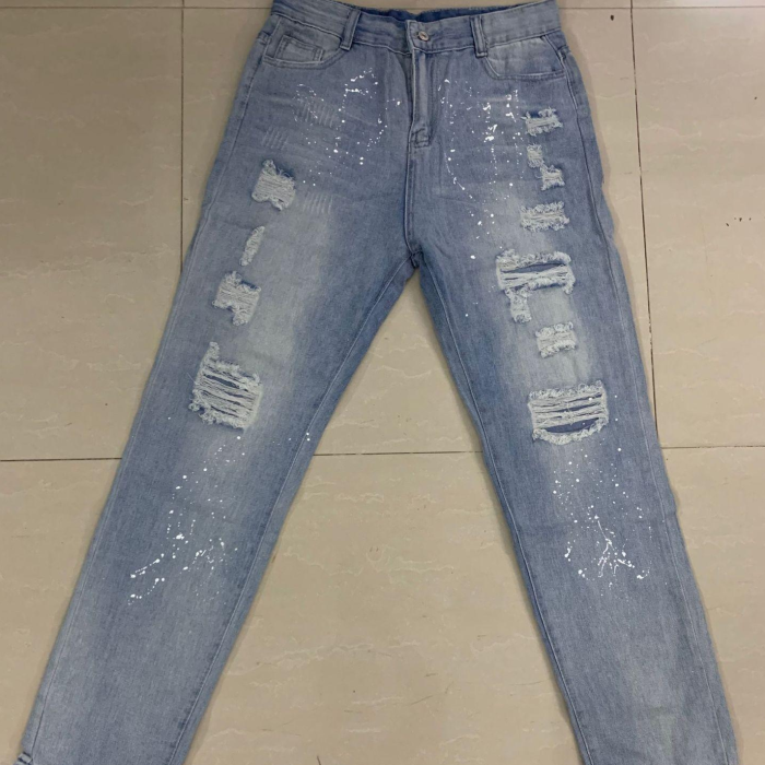 2021 New Women Fashion Mid Waist Boyfriend Big Ripped Hole Jeans Casual High Street Denim Pants Sexy Vintage Pencil Calca Jeans