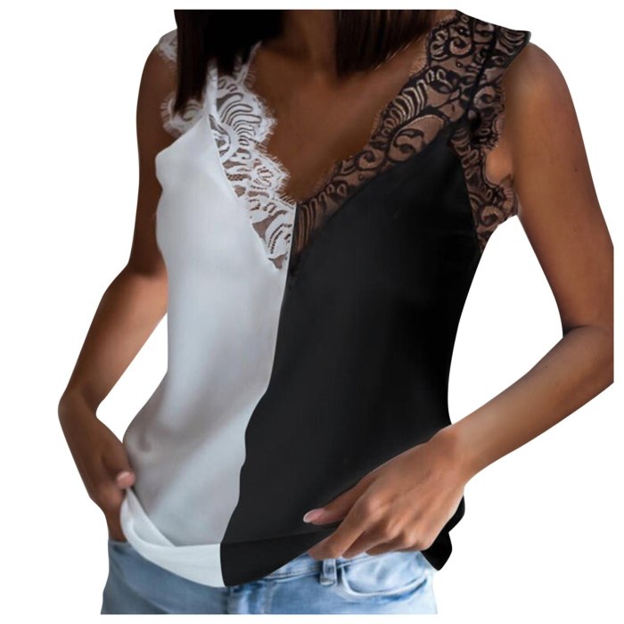 Womens Blouse Tee Lace T shirts Vest Summer 2021 Hot Sale Sexy Vest Fashion Camisole Crop Top Sleeveless T-Shirt Tank Top