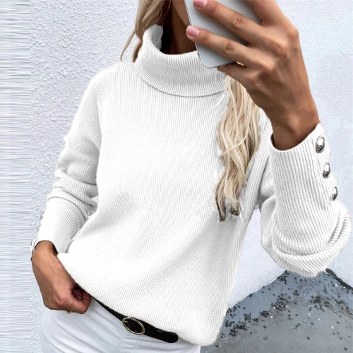 Elegant Solid Turtleneck Sweaters Women Casual Long Sleeve Pullover Sweater 2021 Autumn Fashion O-Neck Knit Tops Jumpers Female