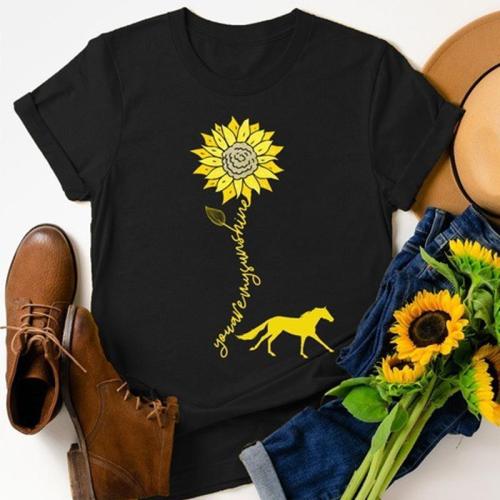 Sunflower Series Jesus Print T-shirt Women