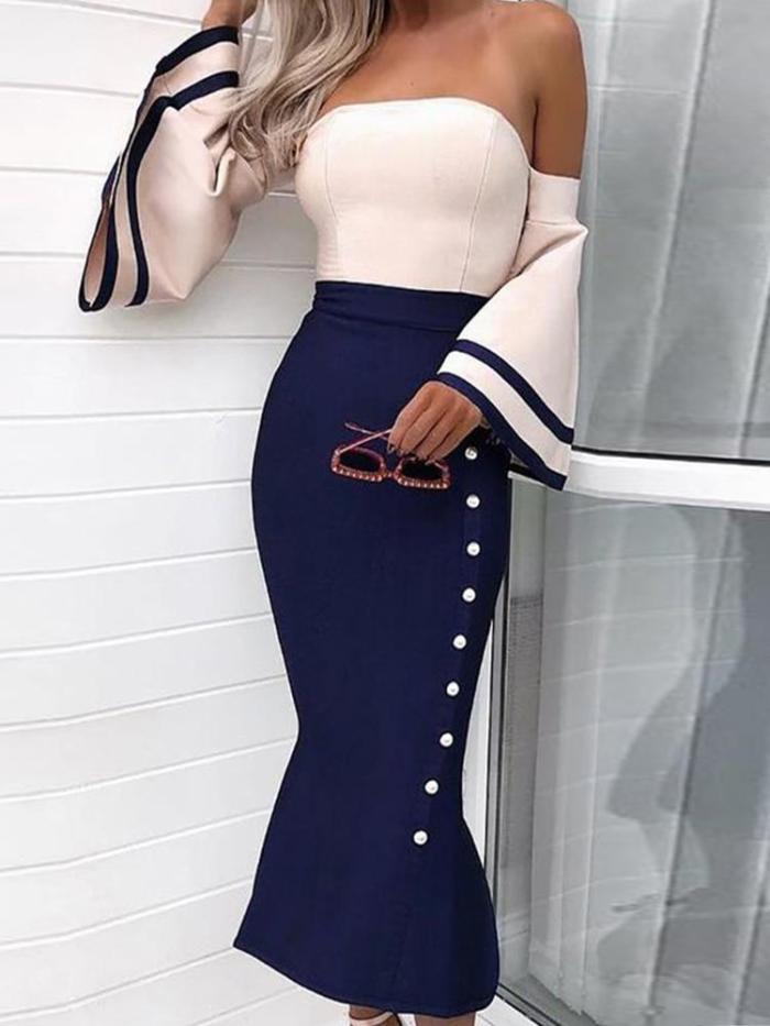 Sexy Off-The-Shoulder Fishtail Bodycon Dress