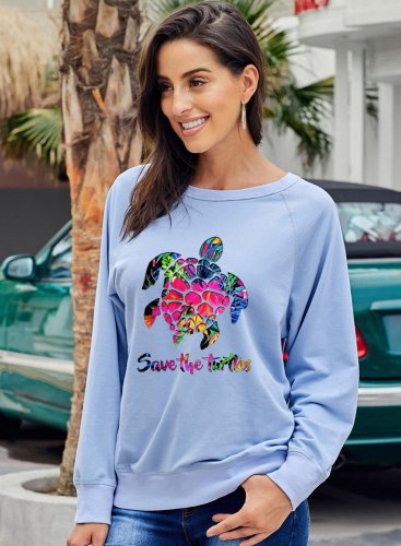 Ocean Turtles Round Neck Long Sleeve Sweatshirt