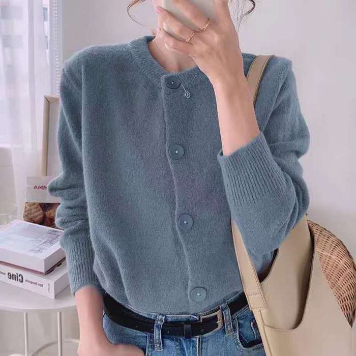 Solid Spring Newly Patchwork Women Cardigans 2021 Fashion Slim Ladies Knitted Sweater Long Sleeve Buttons Sweater coat female
