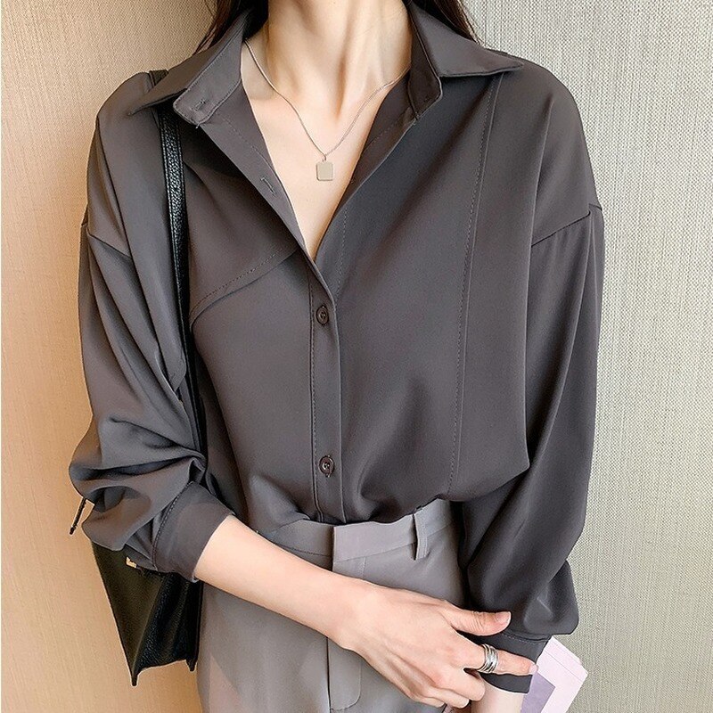 French Light Mature Long Sleeve Shirt Women's Fall 2021 New Design Feeling Loose Folding Temperament Bottomed Shirt Women