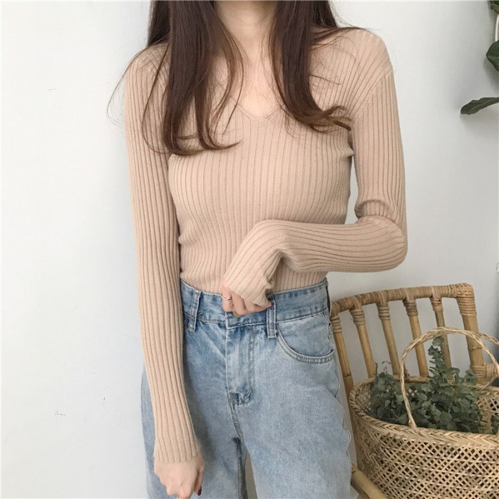 Women Long Sleeve Knitted Pullover Loose Sweater