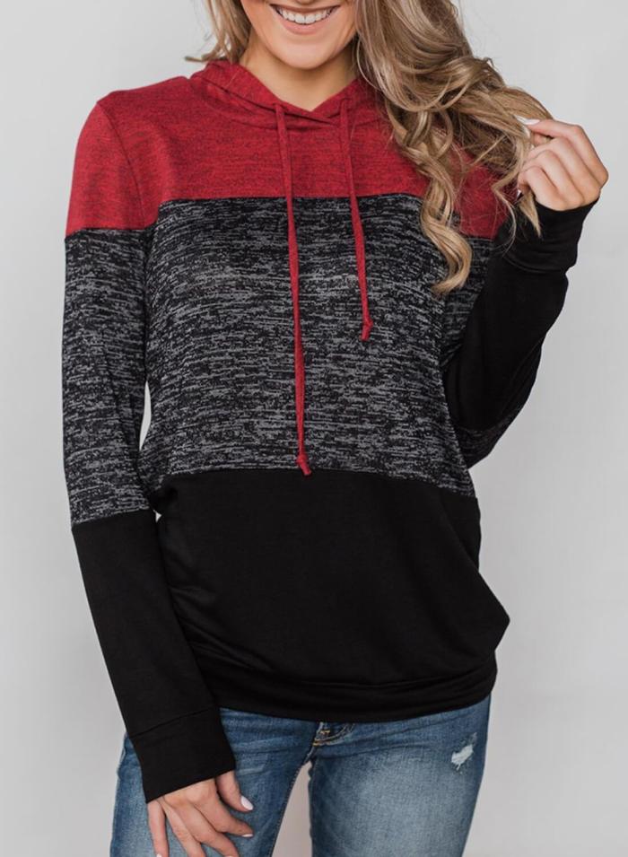 Drawstring Color Block Hoodie