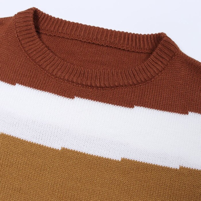 5 colors Fashion Women’s Korean Loose Sweater Fashion Color Geometric Loose O Neck Knitted Sweater 2020