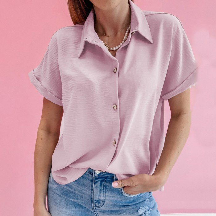 Women's T-shirt Pure Color Buttons Turndown Collar Ruffle Sleeveless T Shirt Summer Tops Loose Casual Office T-shirts Блузки53#G