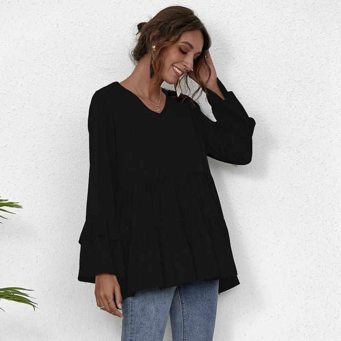 2021 Women Blouse Bohemian High Low Shirt Summer V Neck Flare Sleeve Pleated Tops Vintage Blusas Robe Femme Tunic