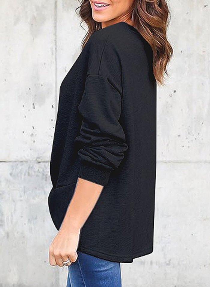 Knot Twist Front Long Sleeve Casual Pullover Hoodie