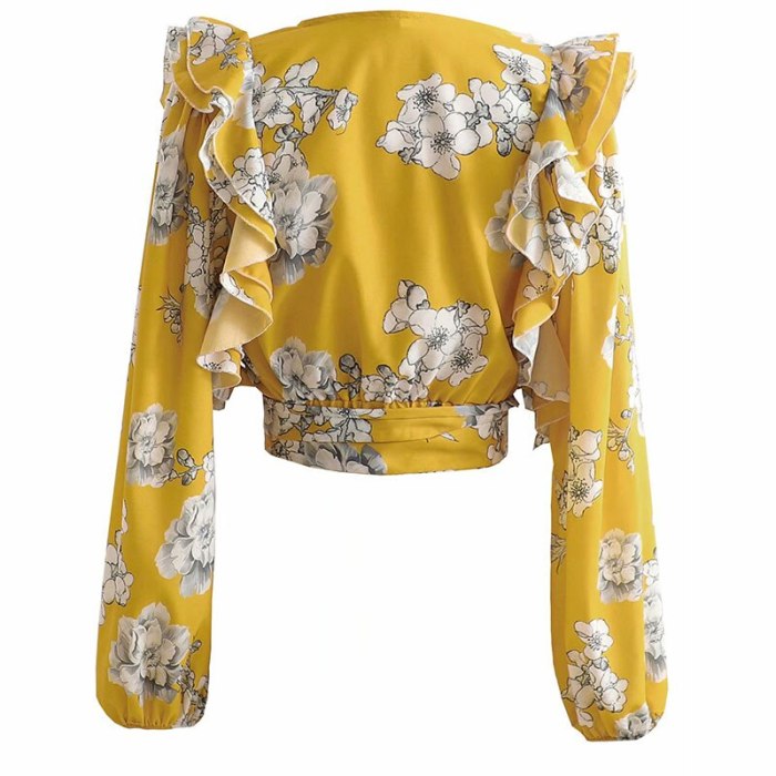 2021 Summer Women Print Short Blouses Shirts Tops V-Neck Tunic Ruffles Female Fashion Street Top Blusas Clothes XD3622