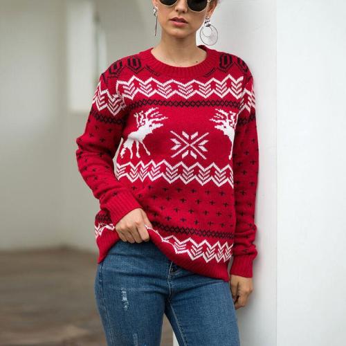 Christmas Snowflakes Reindeer Knit Sweater